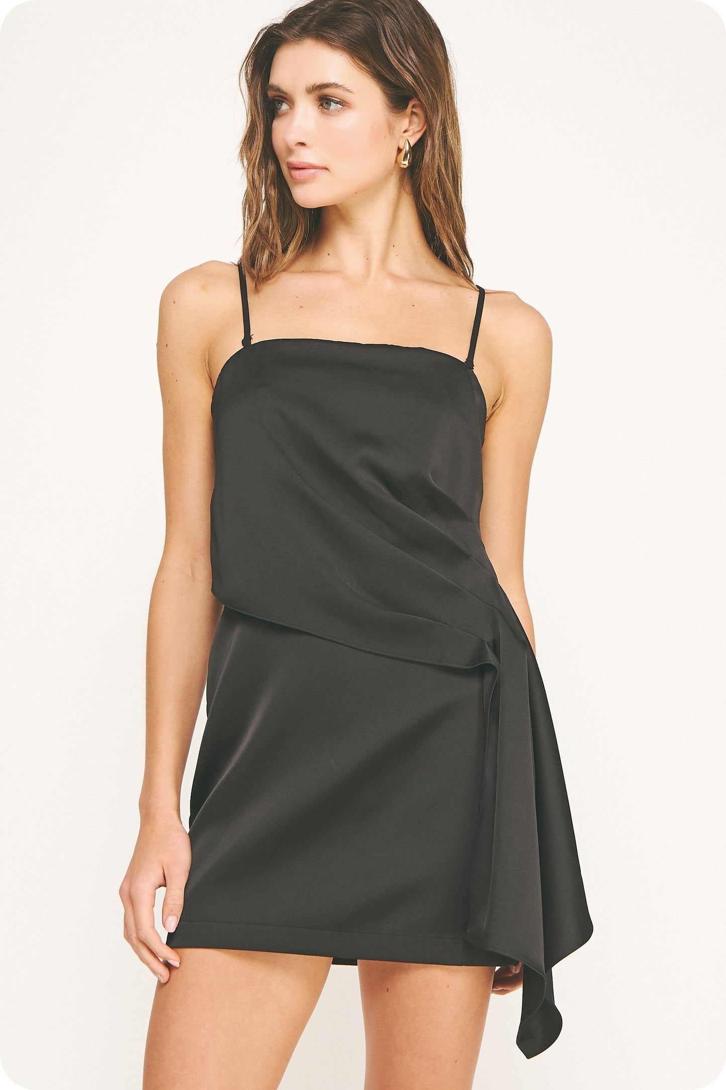 Draped Satin Mini Dress