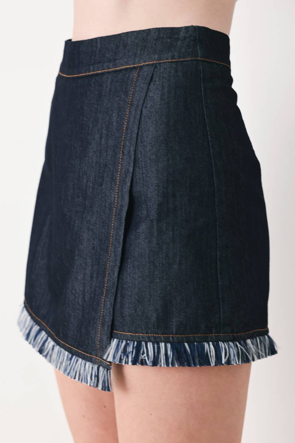 Fringe Denim Skort Set