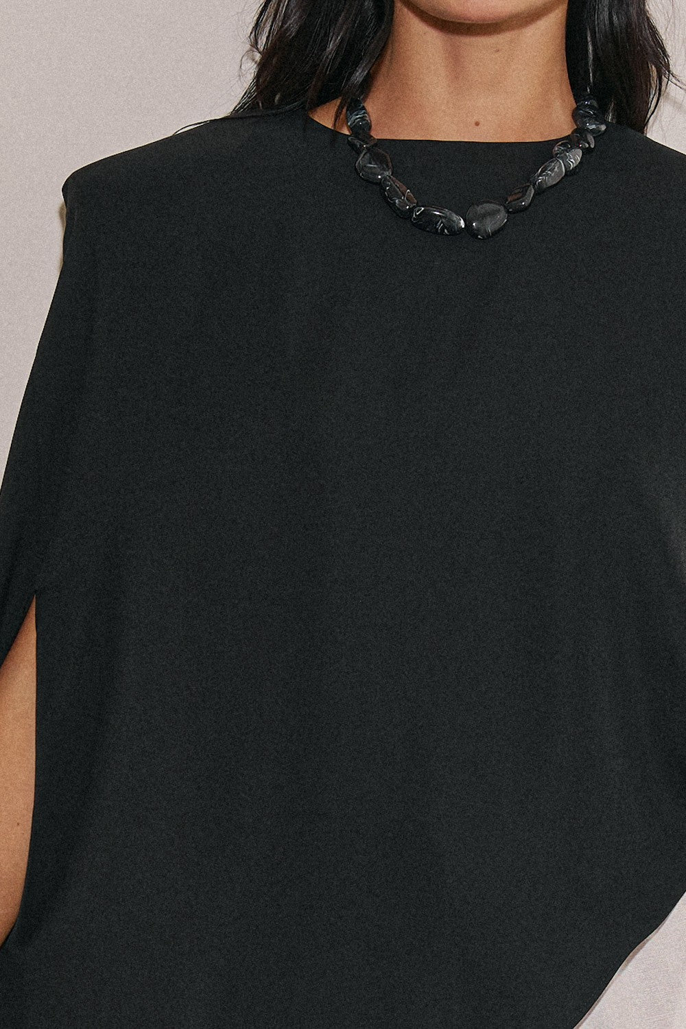 Black Asymmetrical Cape Top