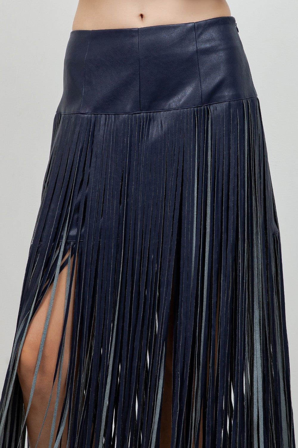 Fringe Faux Leather Skirt