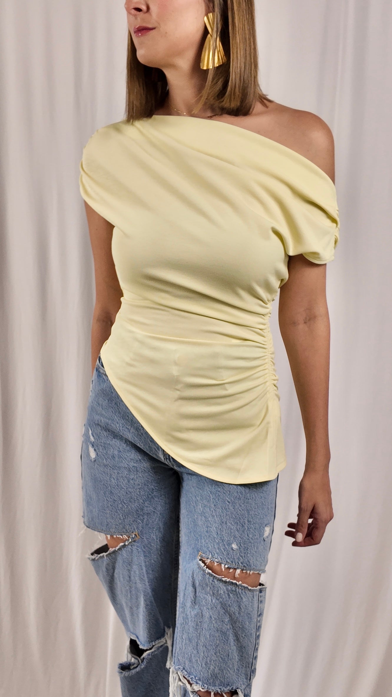 One Shoulder Ruched Top