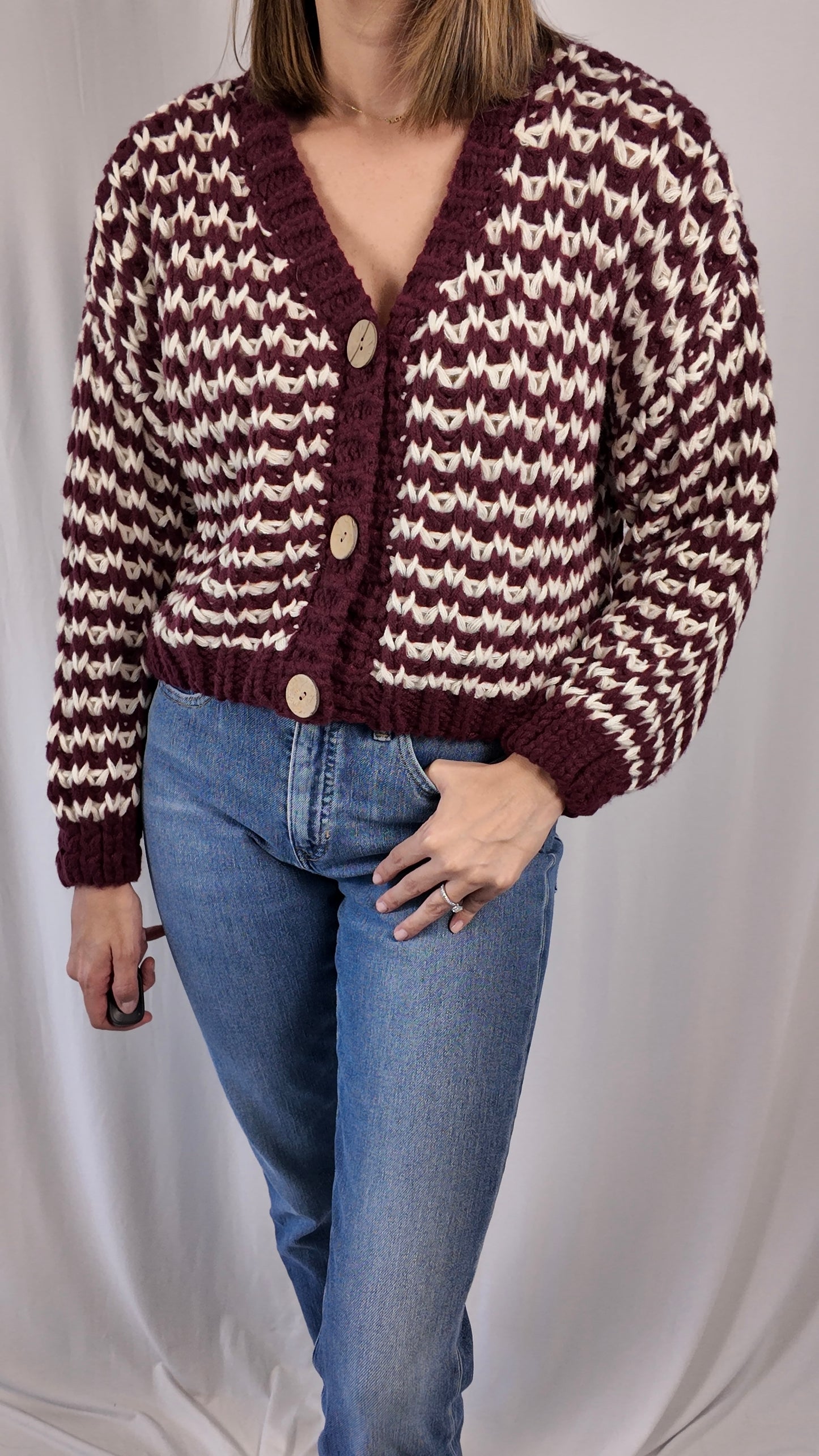 Burgundy Stripe Cardigan