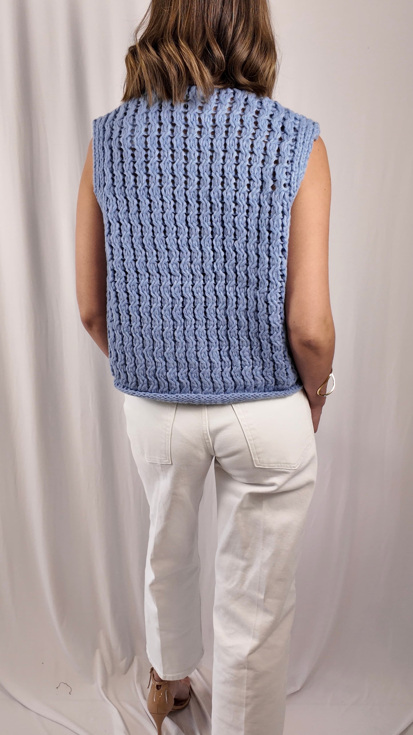 Knit Gold Button Down Vest
