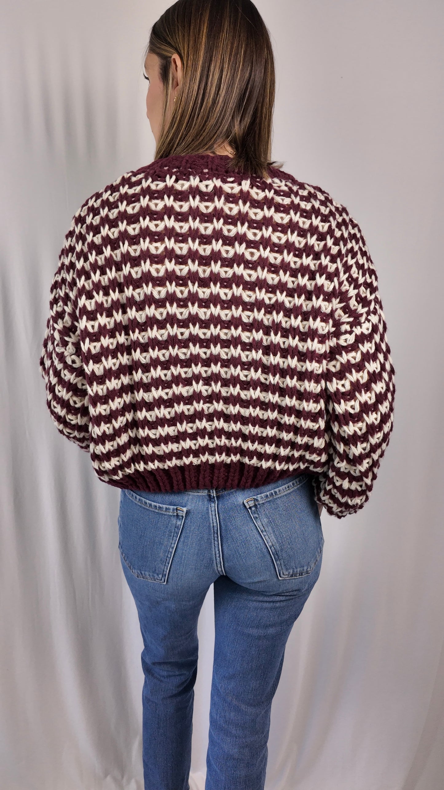Burgundy Stripe Cardigan
