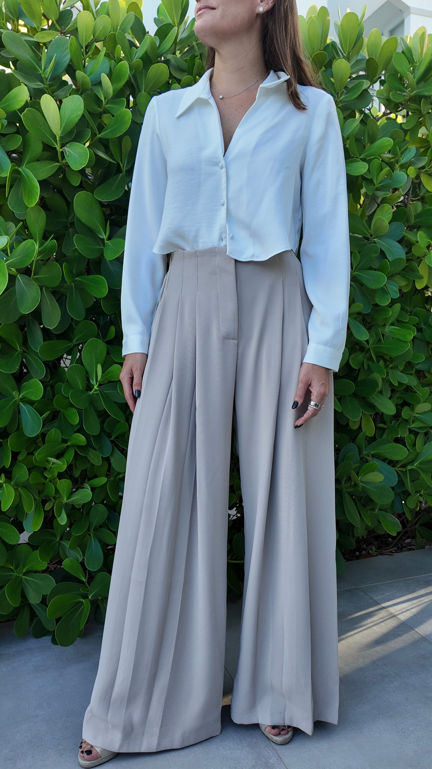 Stone Pleated Trousers