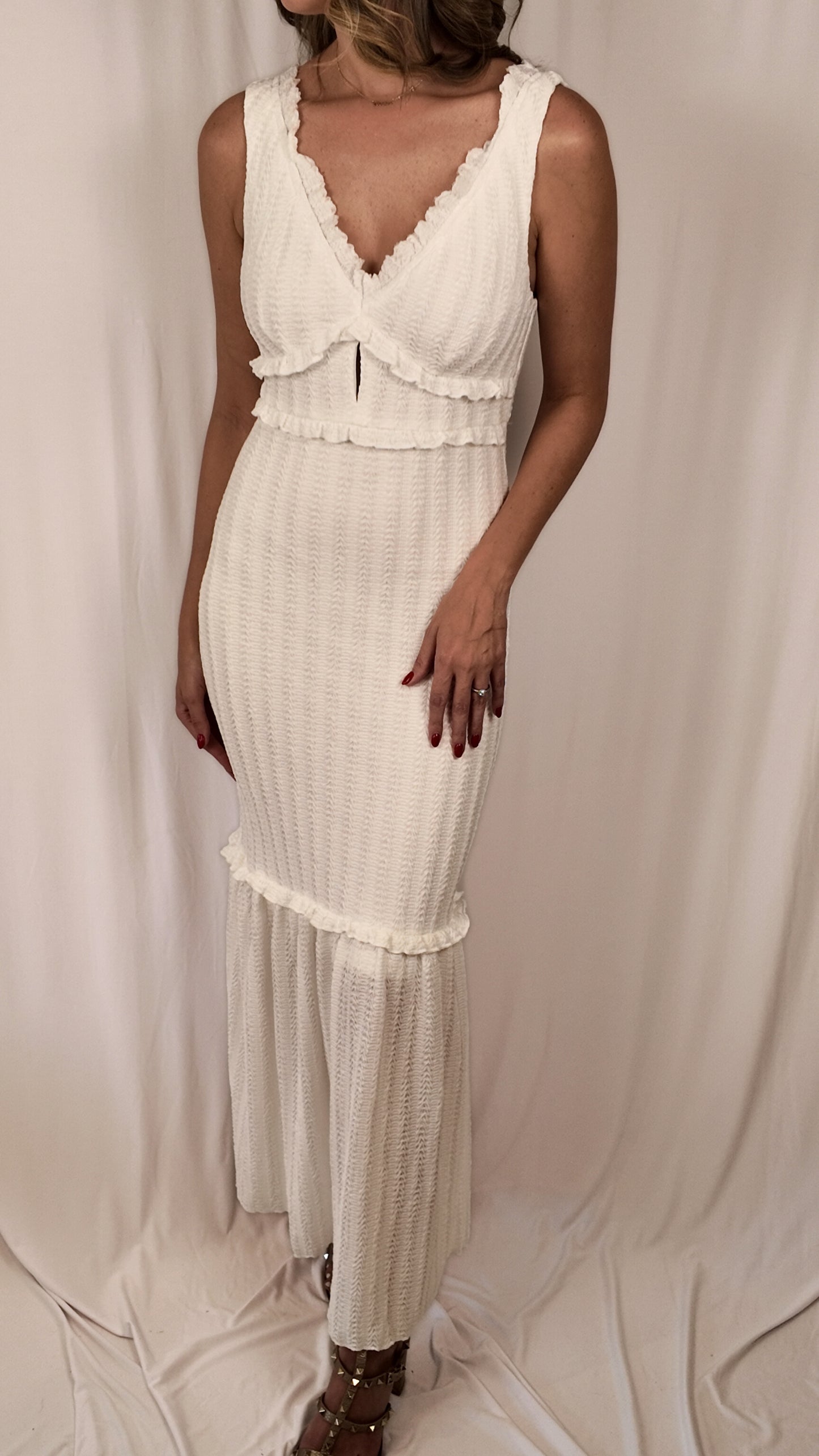 Chevron Ruffled Knit Dress
