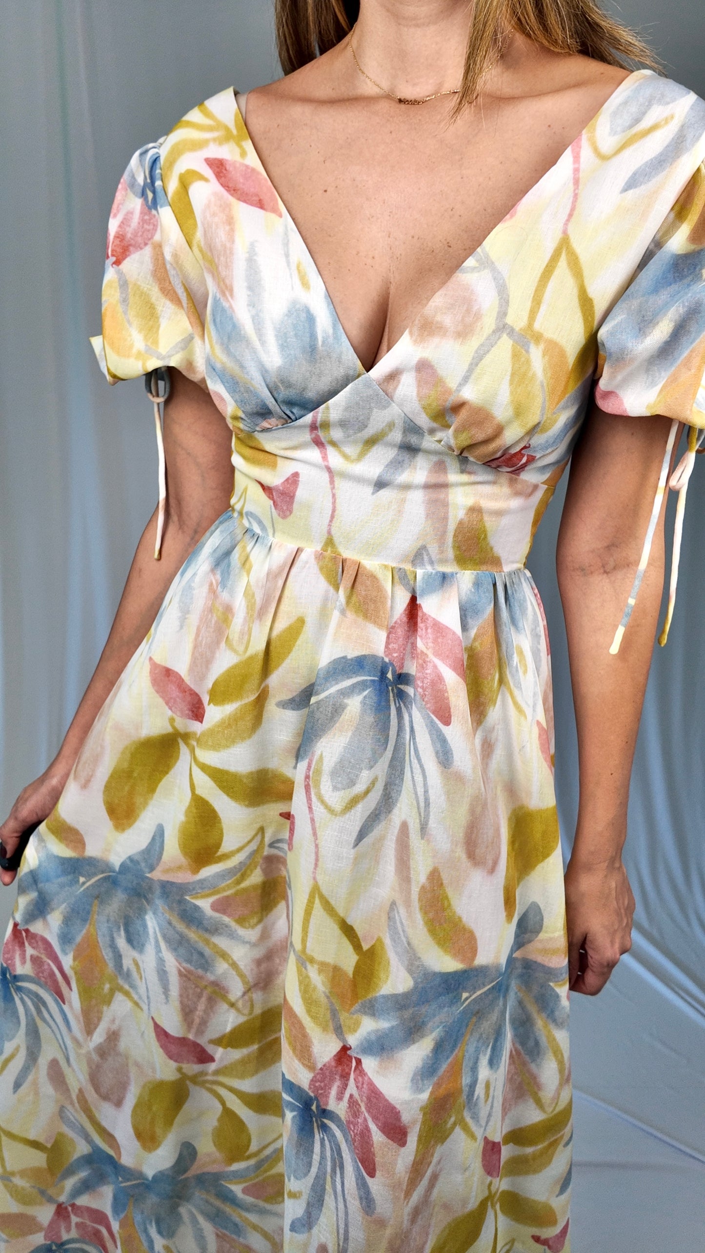 Puffy Floral Maxi Dress