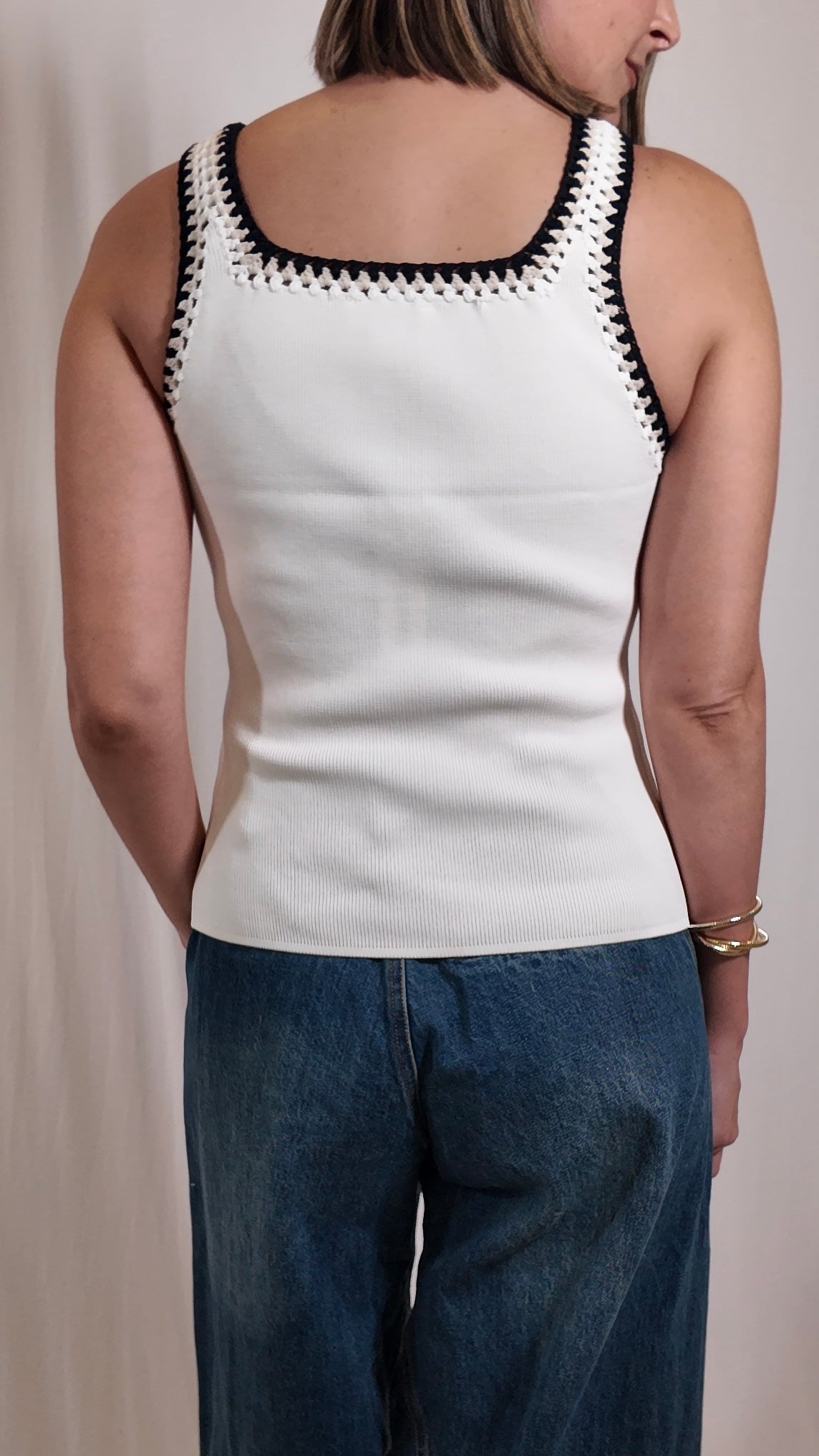 Contrast Crochet Tank Top