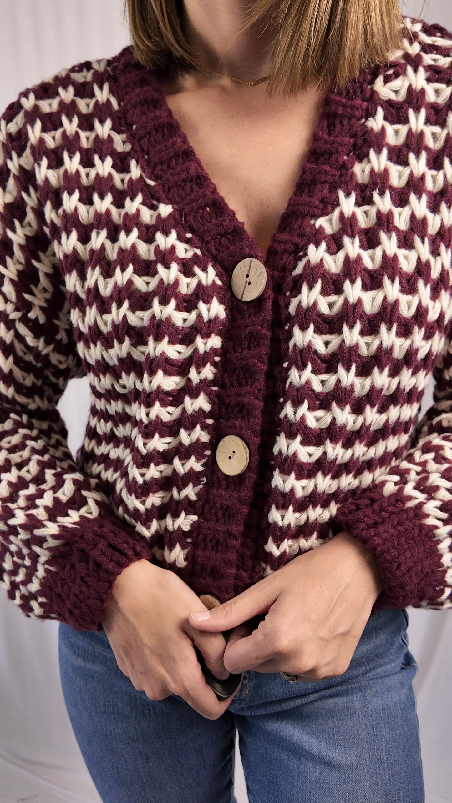 Burgundy Stripe Cardigan