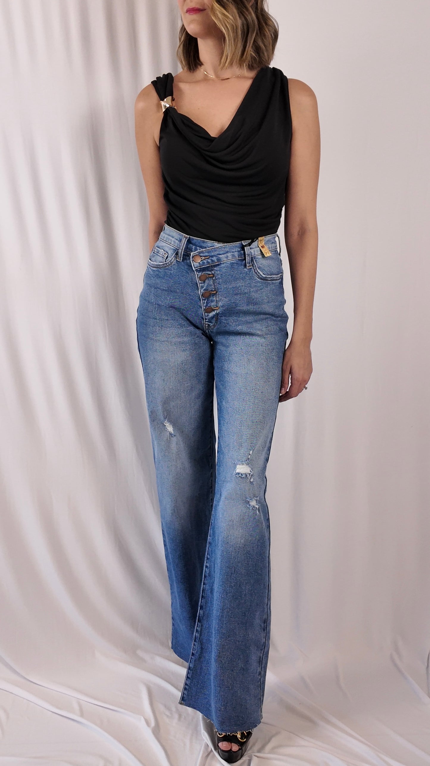 Gold Accent Draped Top