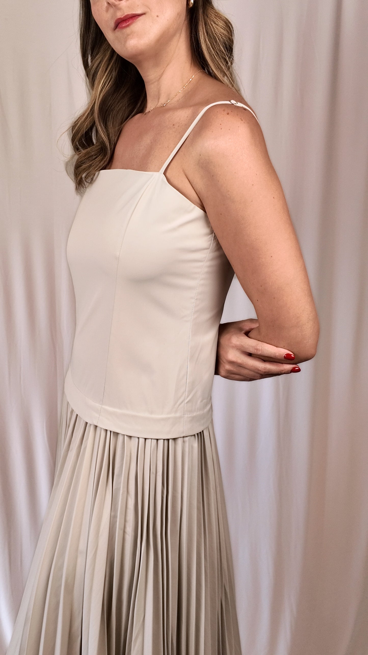 Gray Pleated Midi Dress