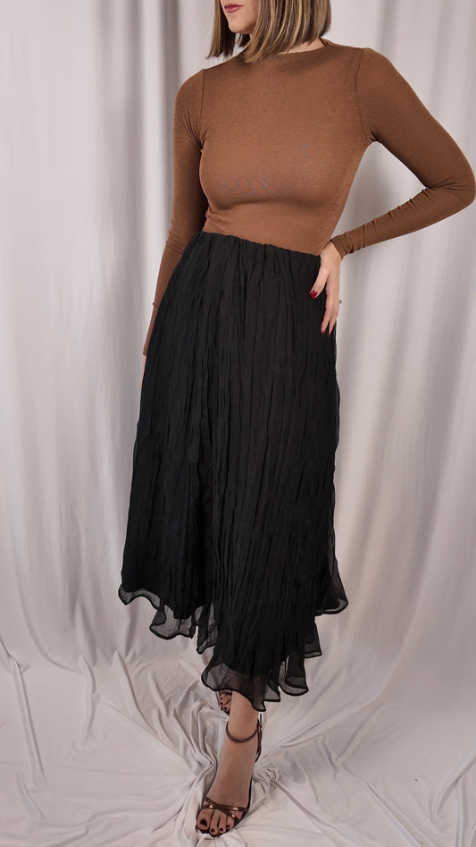 Crinckled Chiffon Midi Skirt