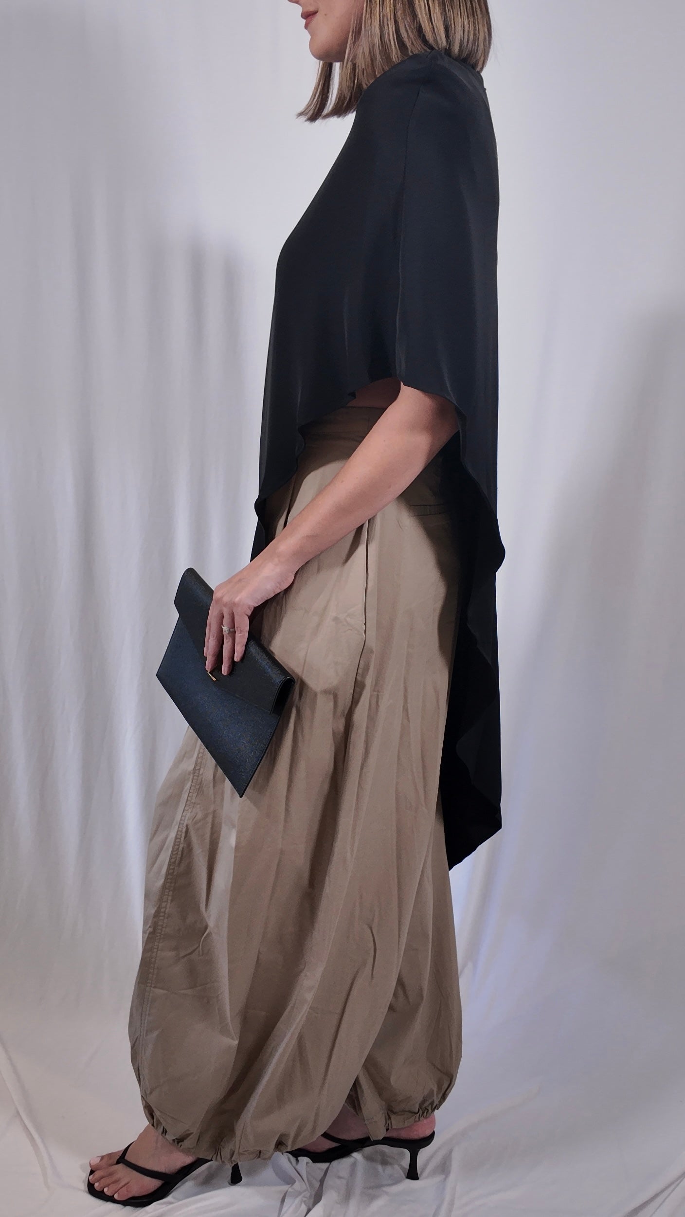 Black Asymmetrical Cape Top