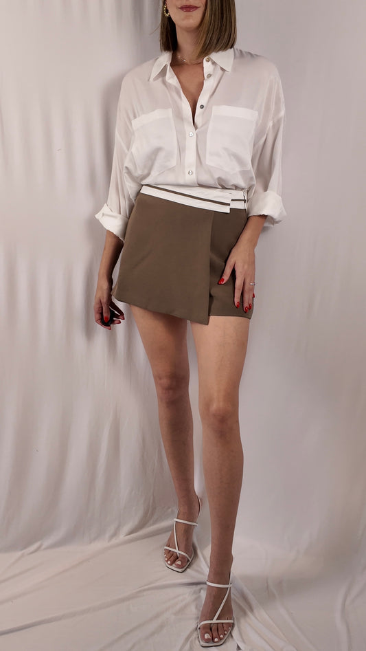 Contrast Waistband Skort