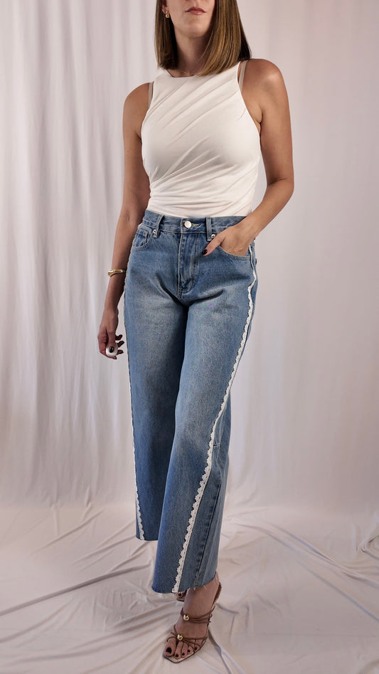 Lace Detail Barrel Jean