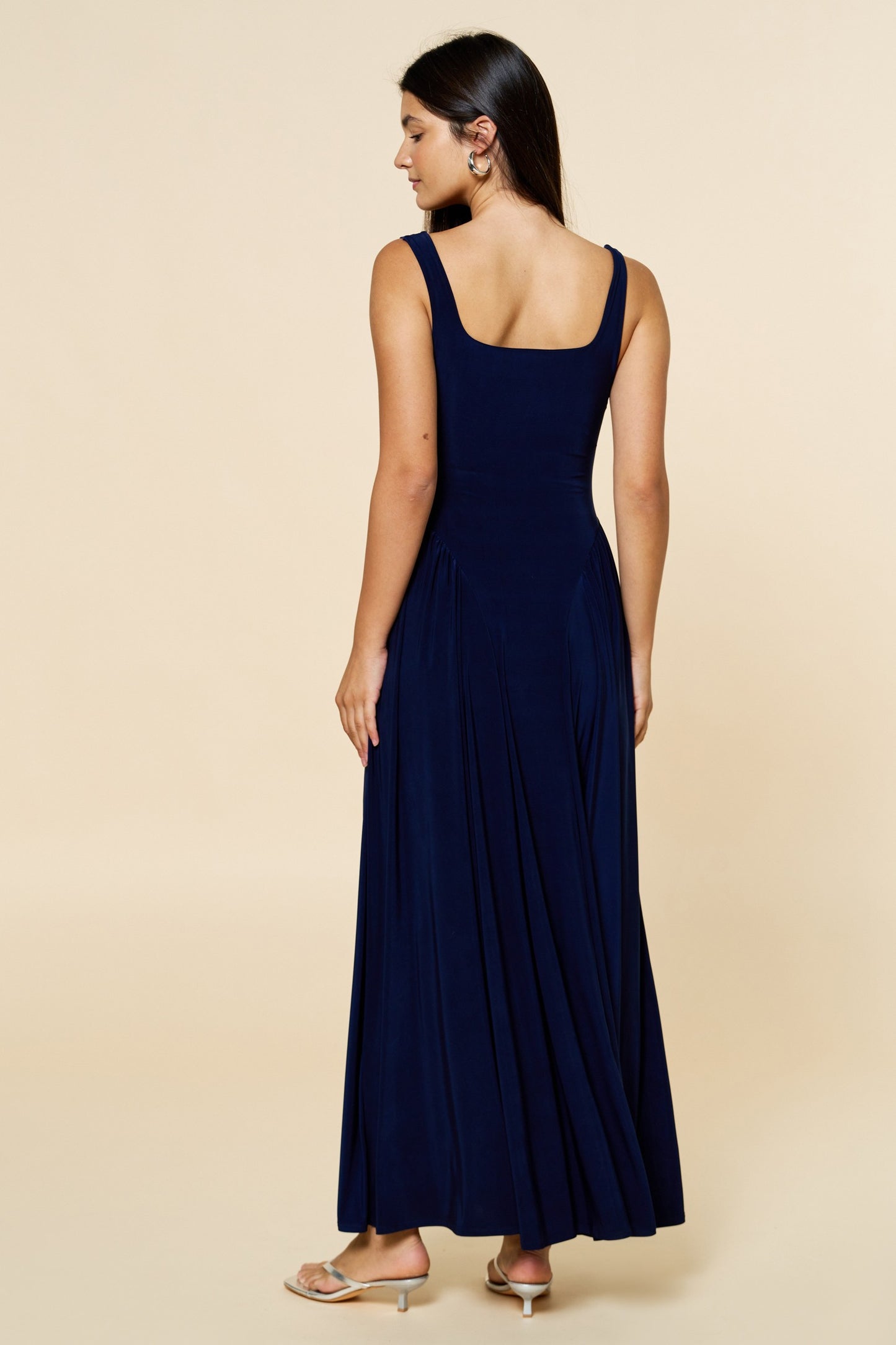 Navy Jersey Sleeveless Dress