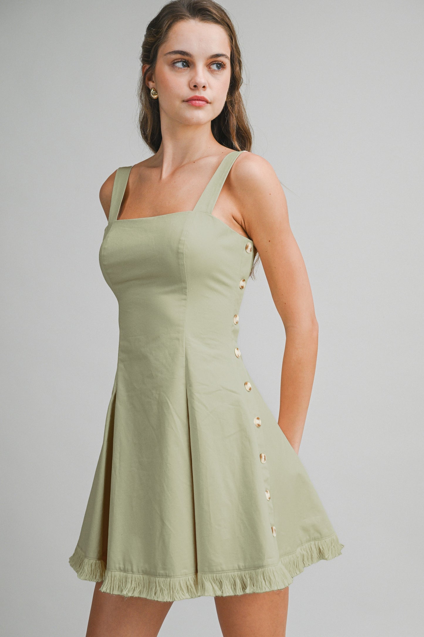 Button-detail Mini Dress