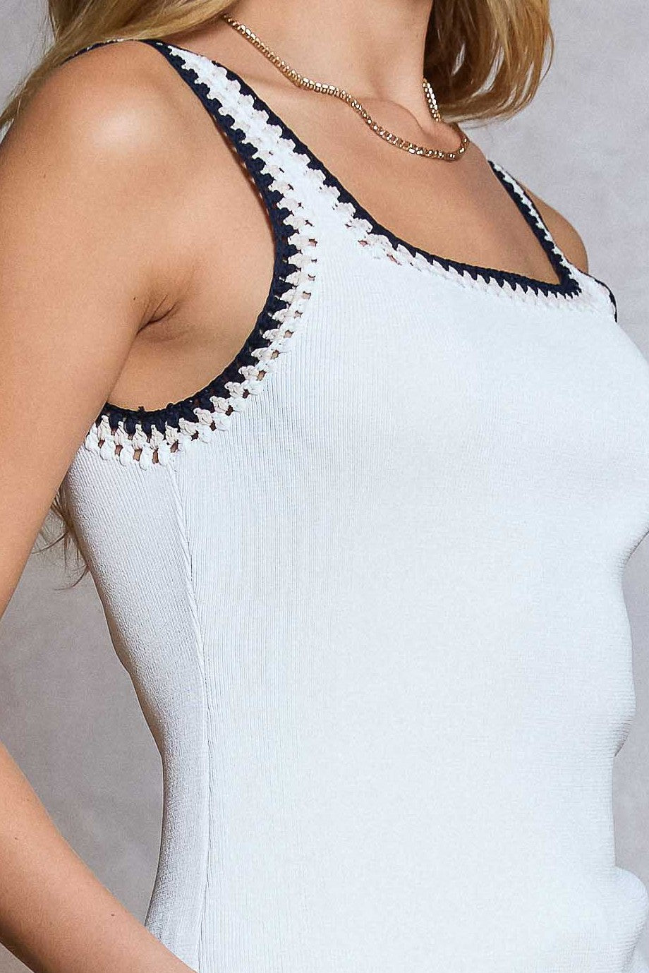 Contrast Crochet Tank Top