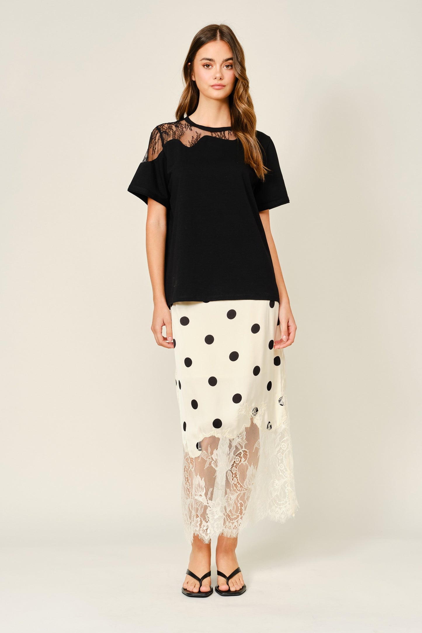 Lace Contrast T-Shirt
