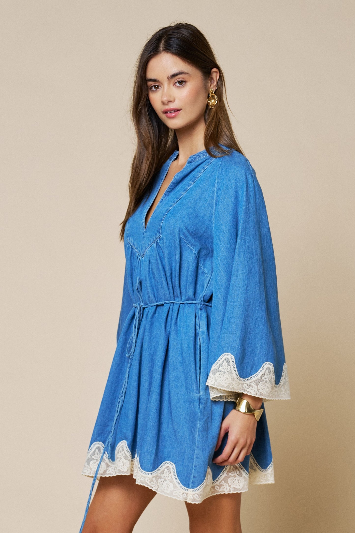 Boho Lace Trim Dress