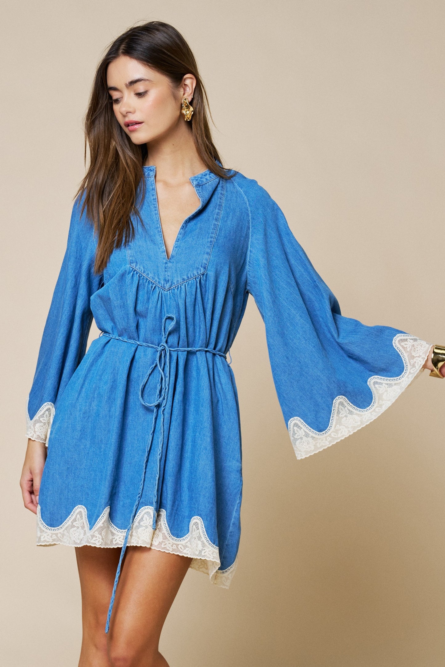 Boho Lace Trim Dress