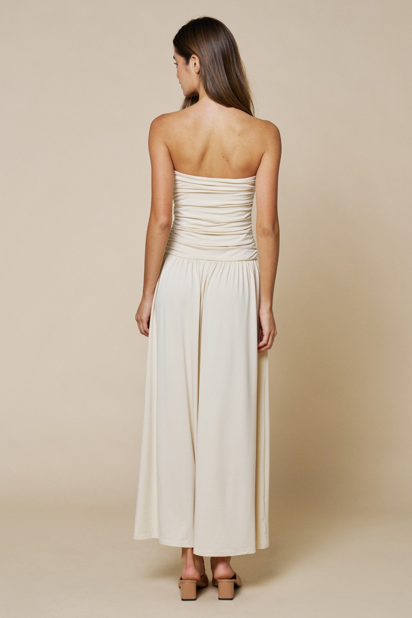 Strapless Ruched Maxi Dress