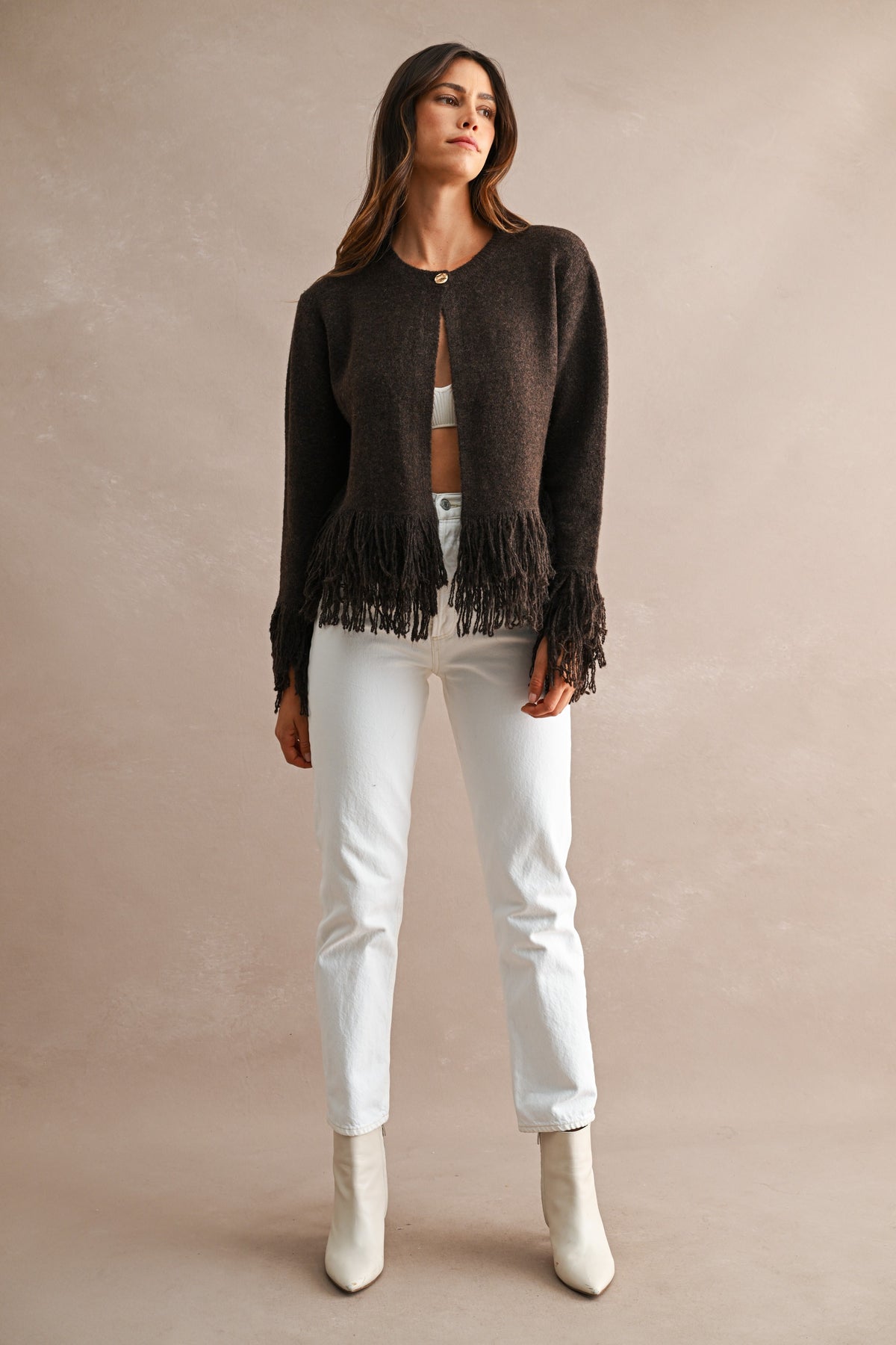 Fringe Trim Cardigan