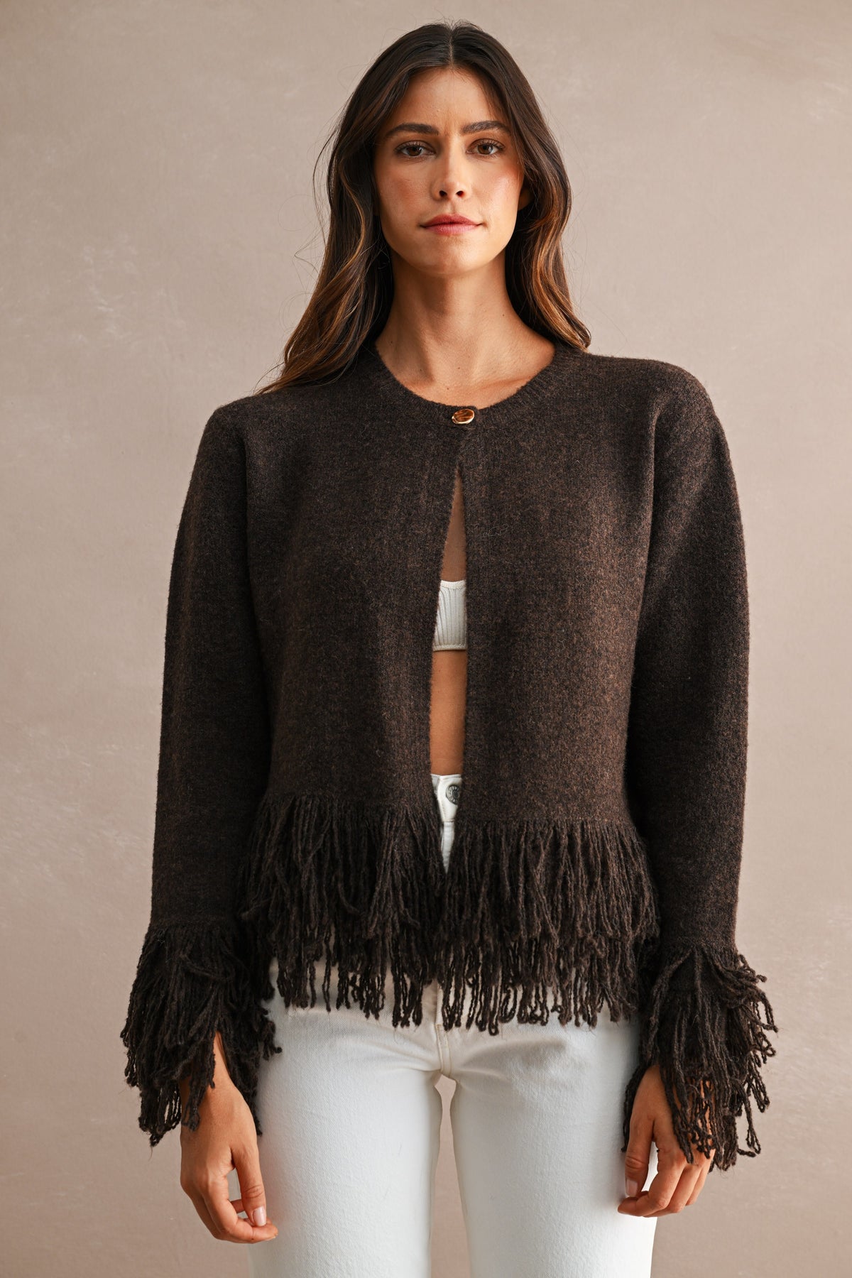 Fringe Trim Cardigan