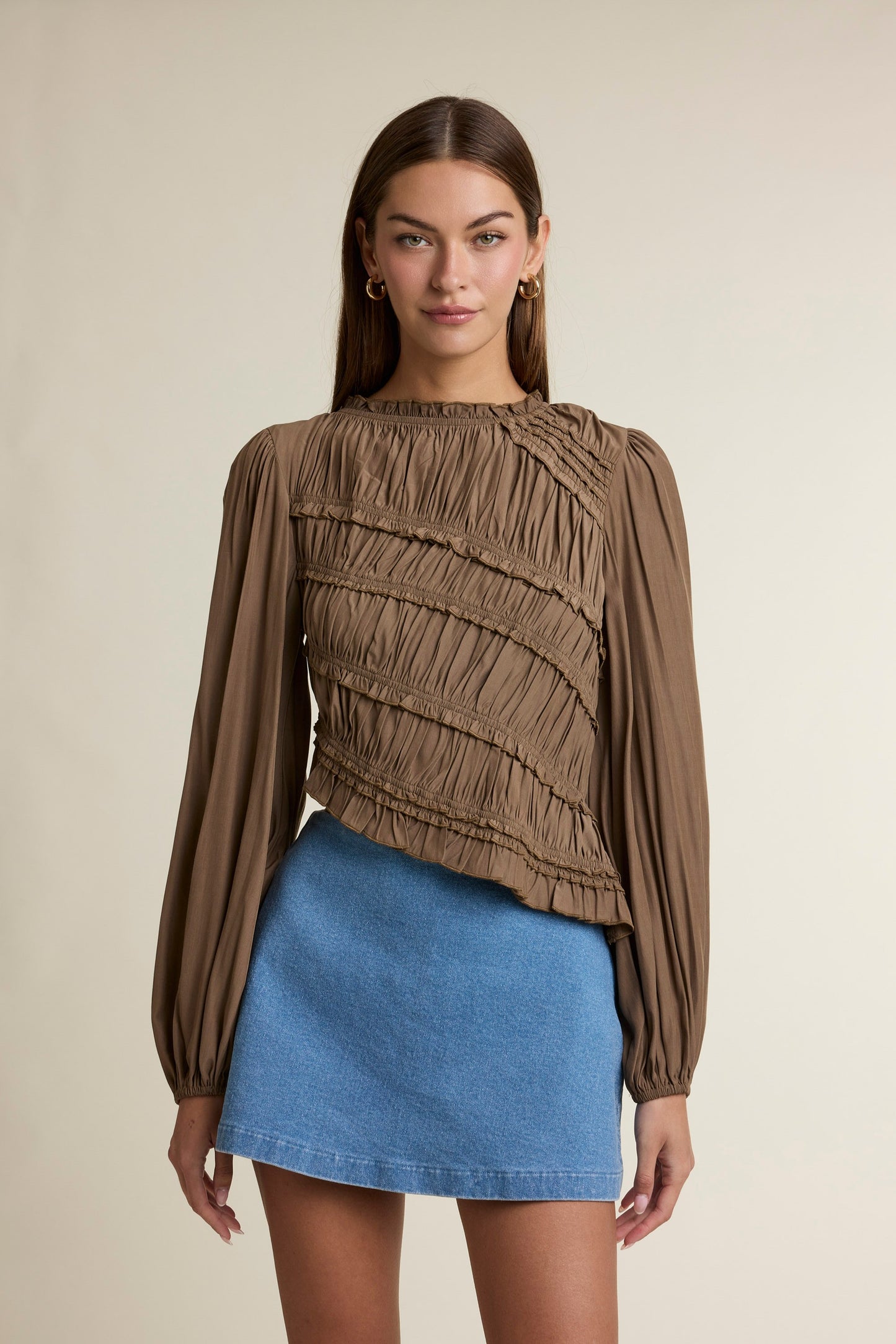 Ruched Long Sleeve Top