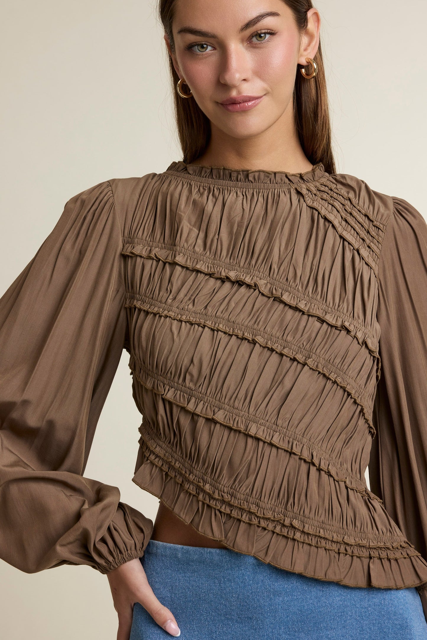 Ruched Long Sleeve Top