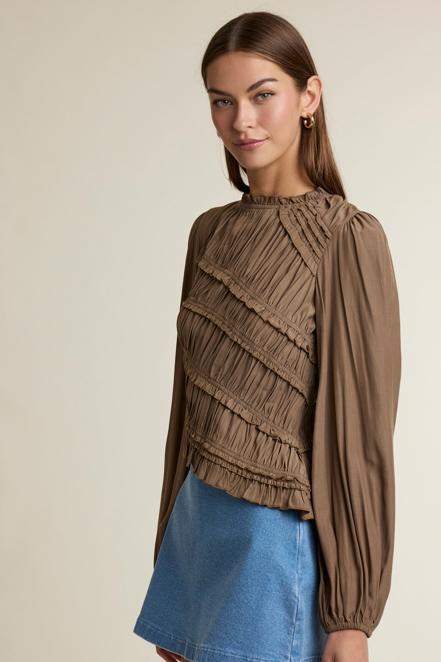 Ruched Long Sleeve Top