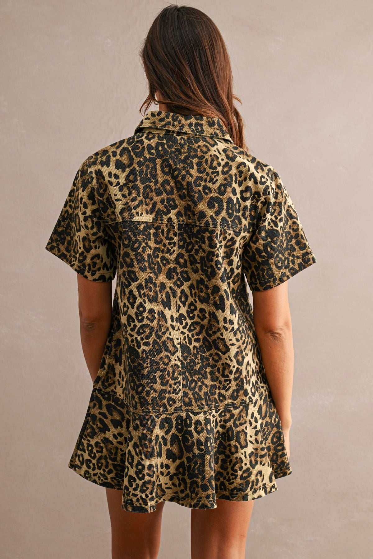 Leopard Denim Mini Dress