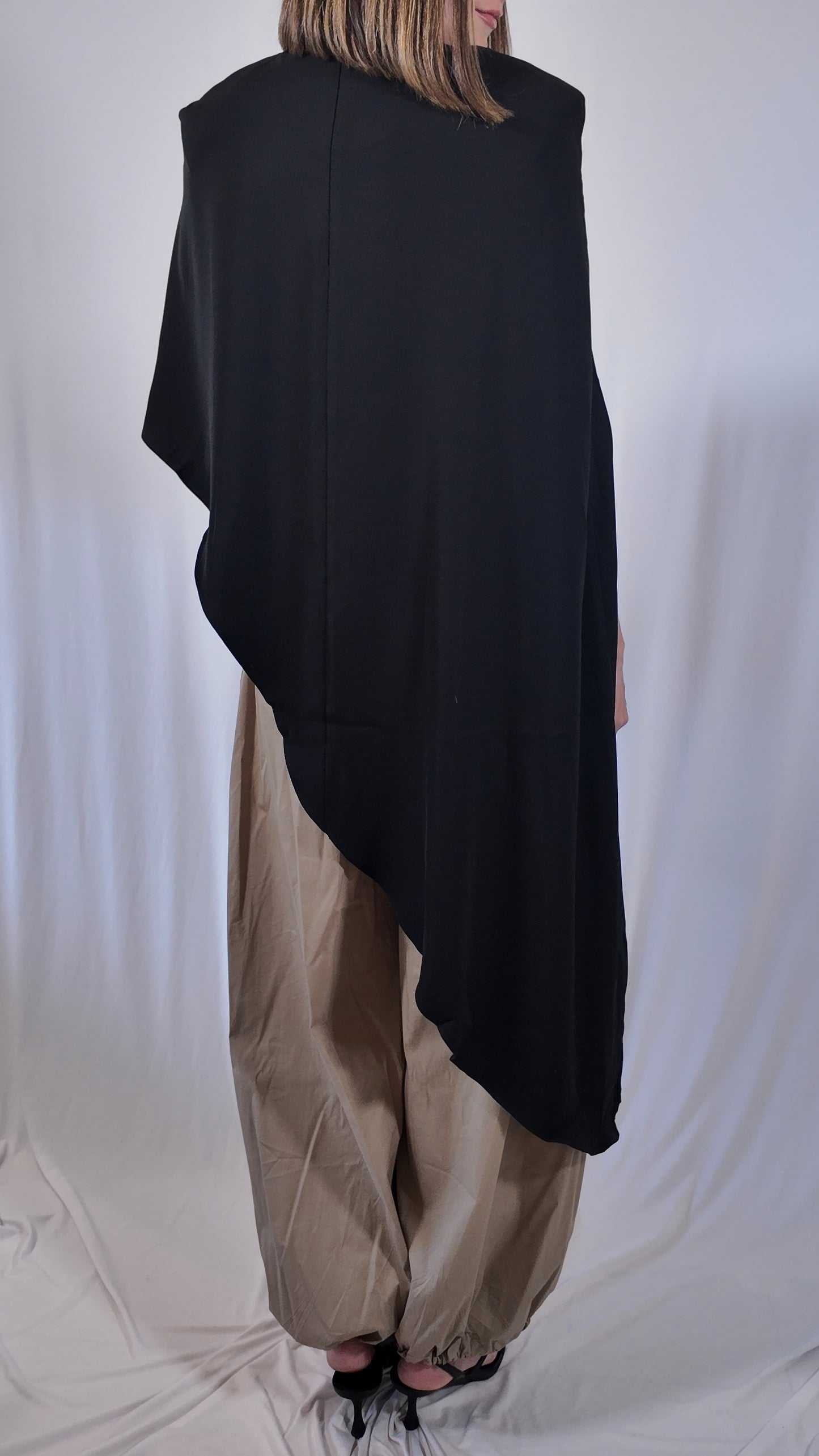 Black Asymmetrical Cape Top