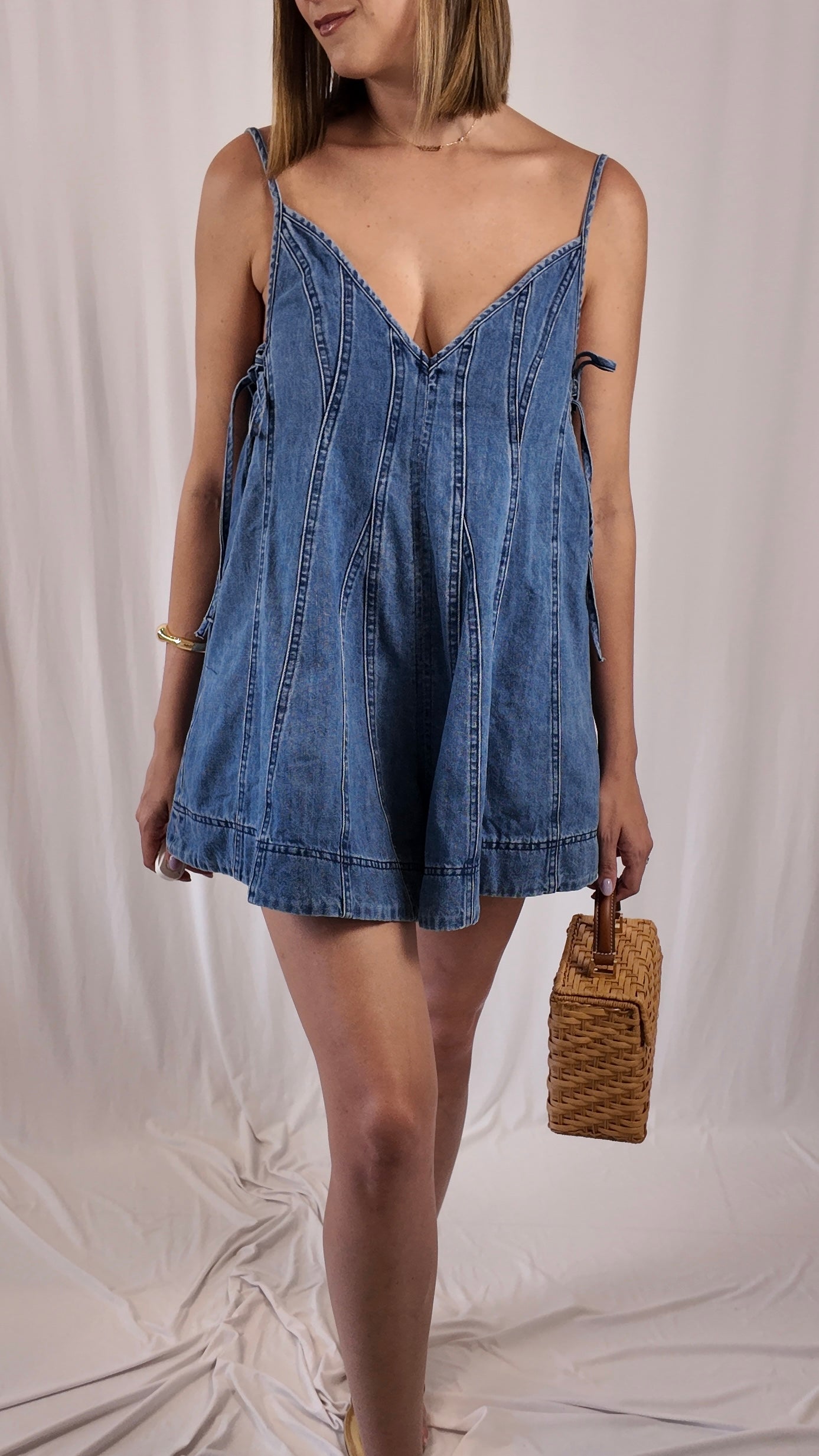 Denim Flared Romper
