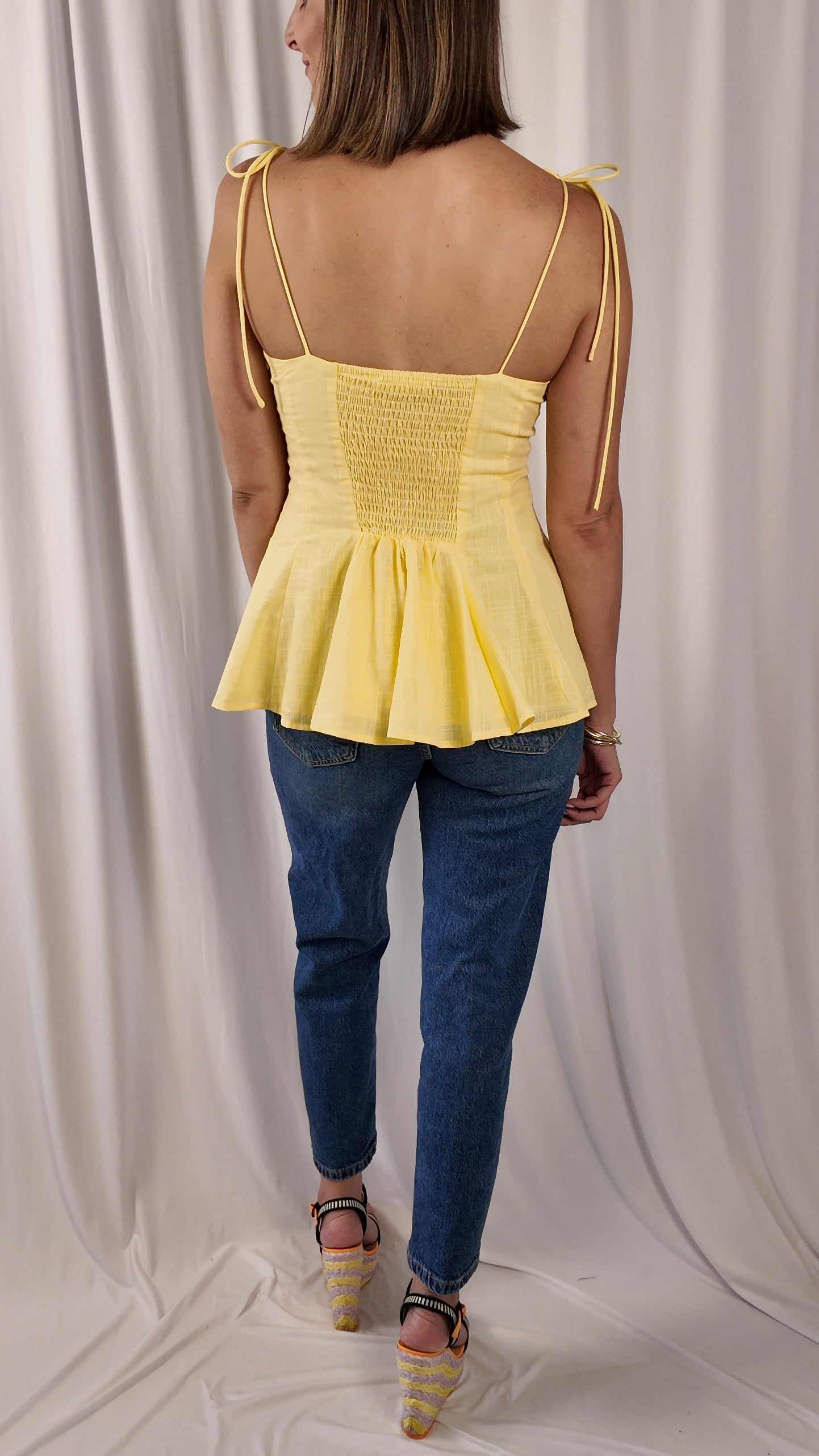 Shoulder Tie Peplum Top