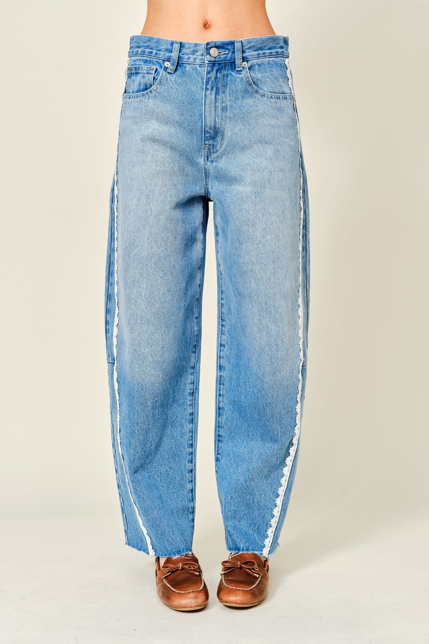 Lace Detail Barrel Jean