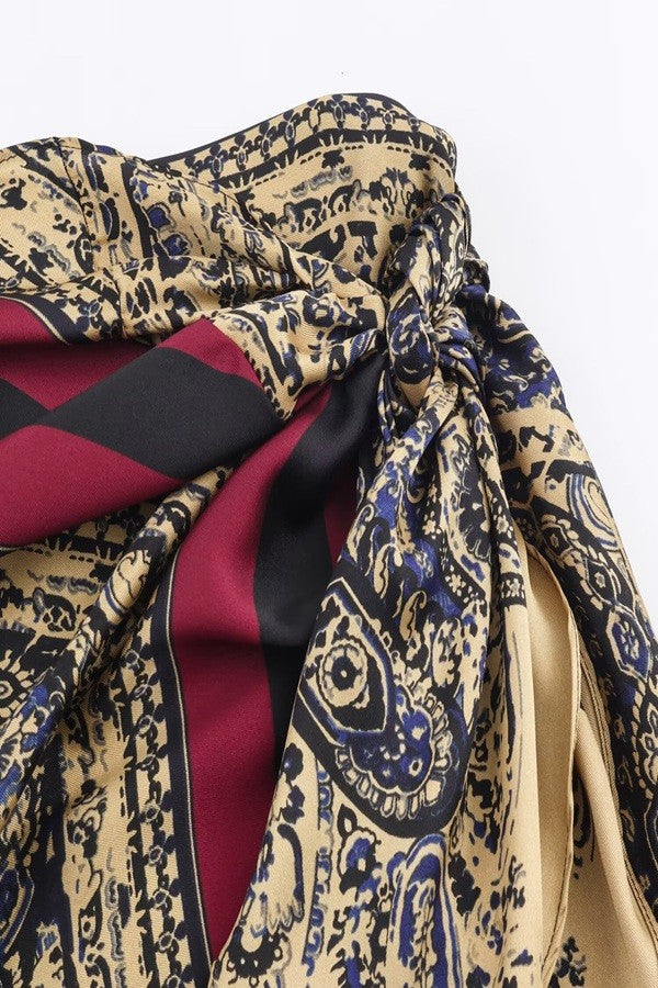 Paisley Print Wrap Skirt
