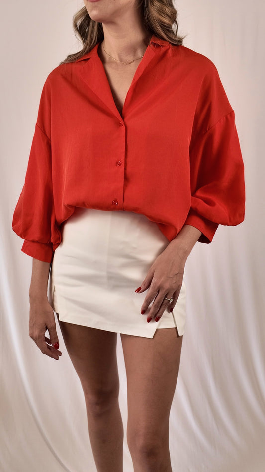 Red Collared Blouse