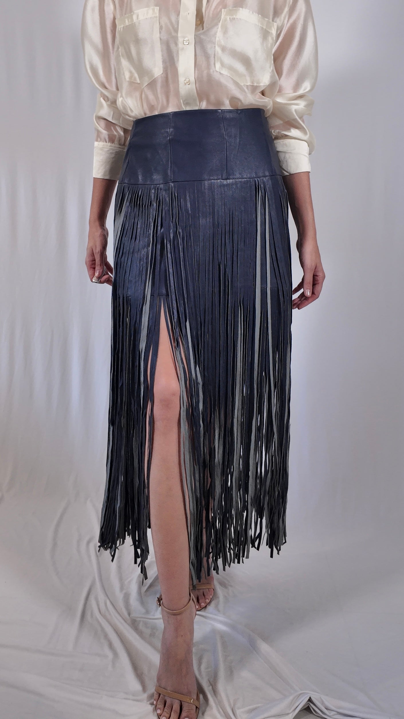 Fringe Faux Leather Skirt