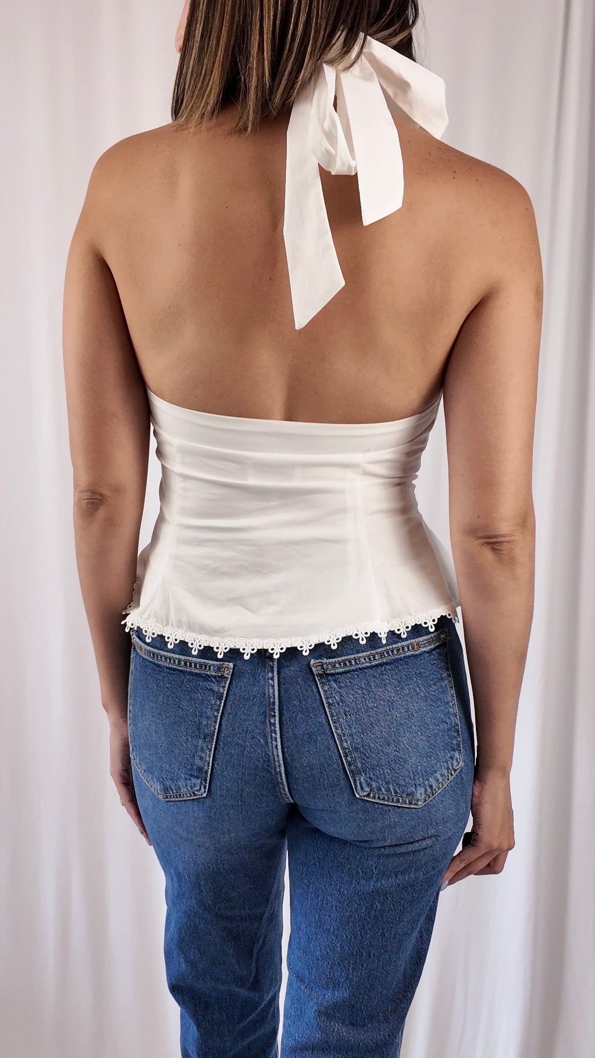 Lace Trim Peplum Top