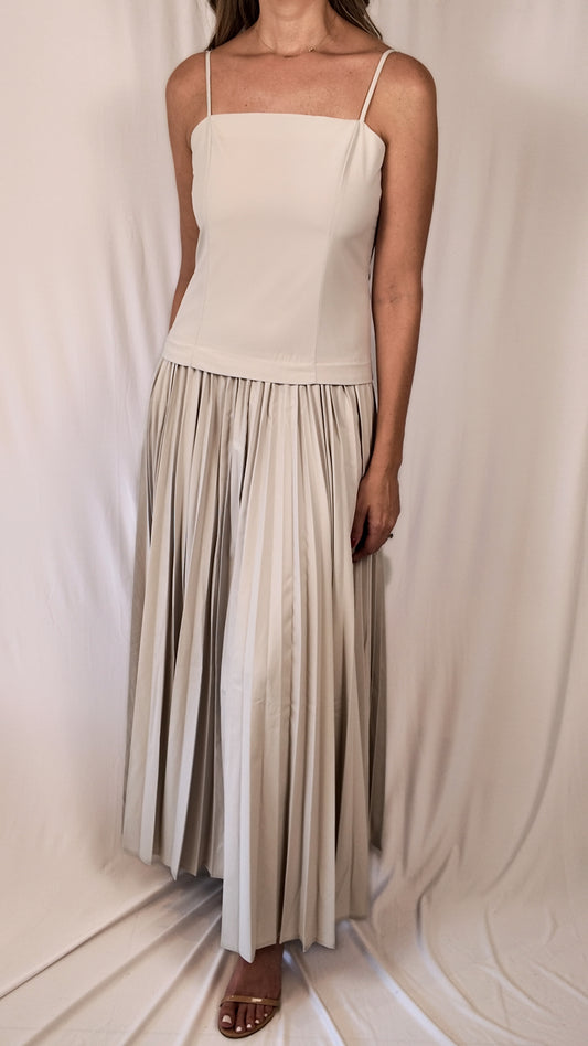 Gray Pleated Midi Dress