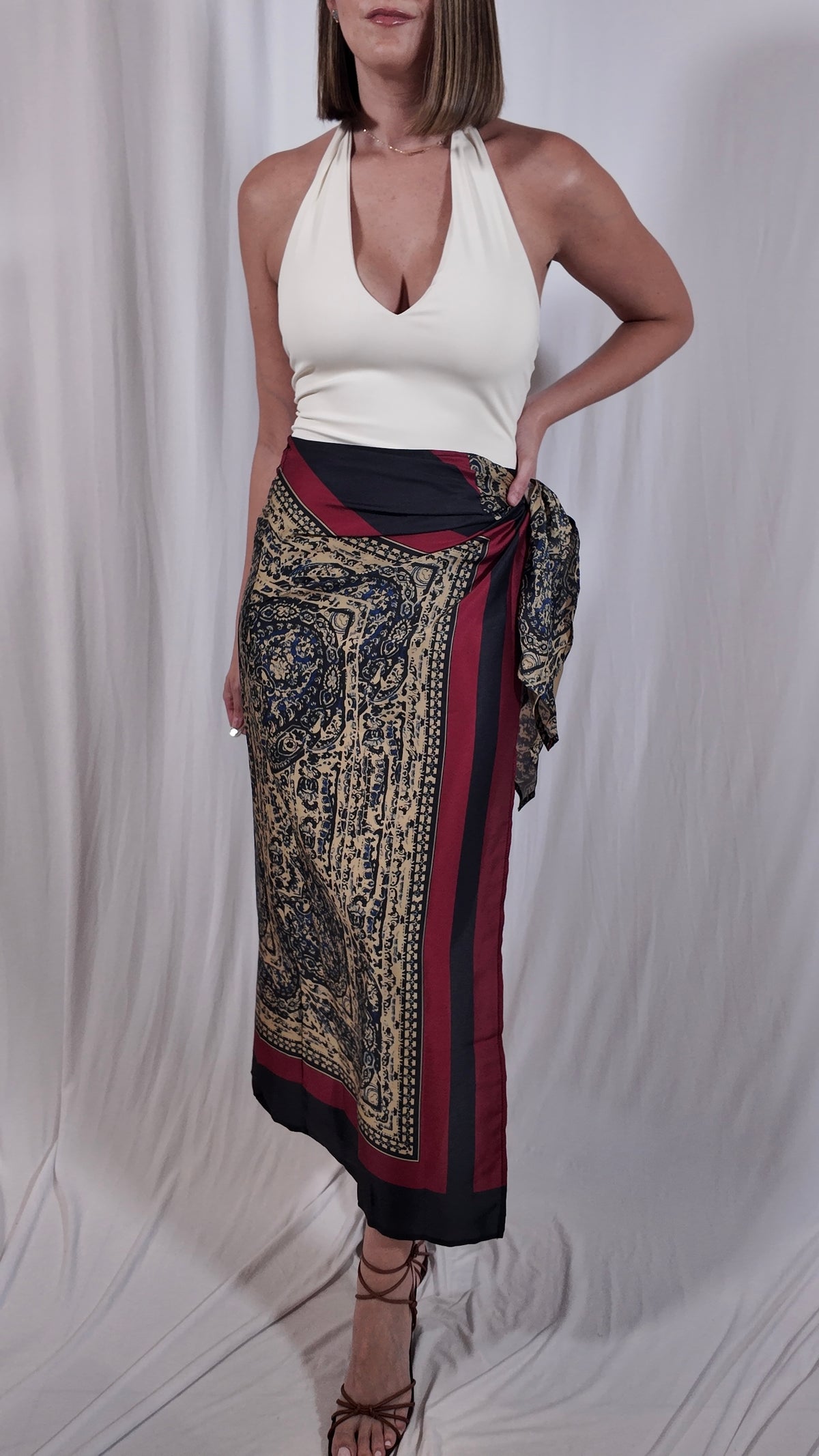 Paisley Print Wrap Skirt
