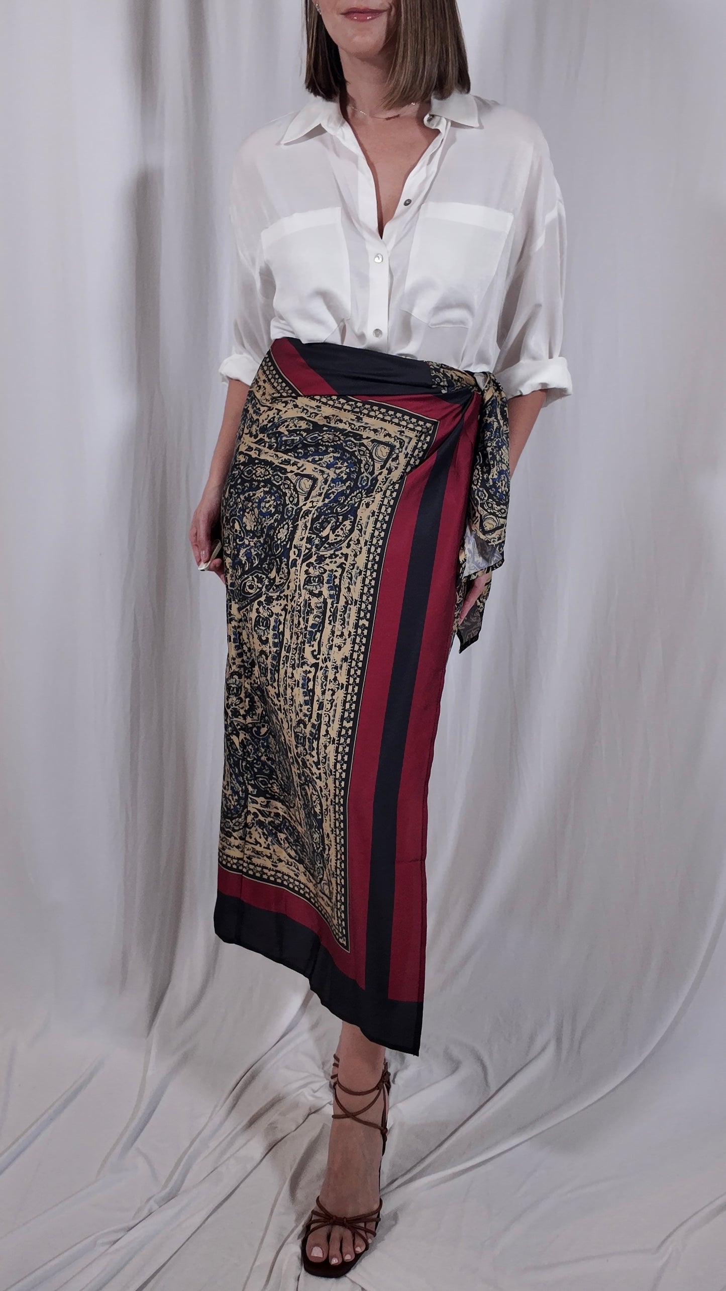 Paisley Print Wrap Skirt