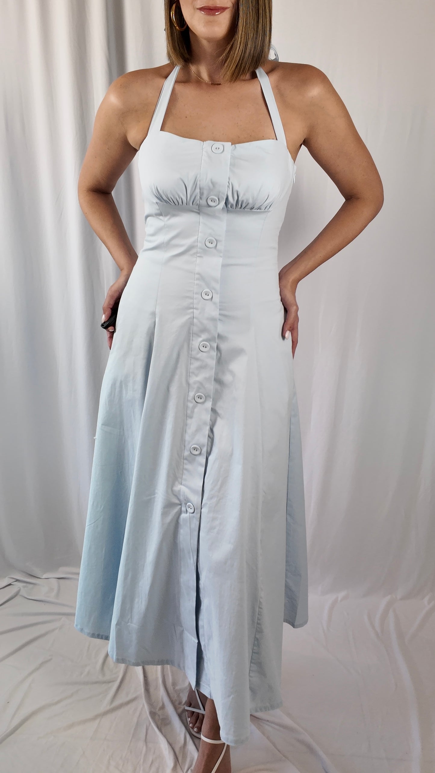 Button Down Halter Dress