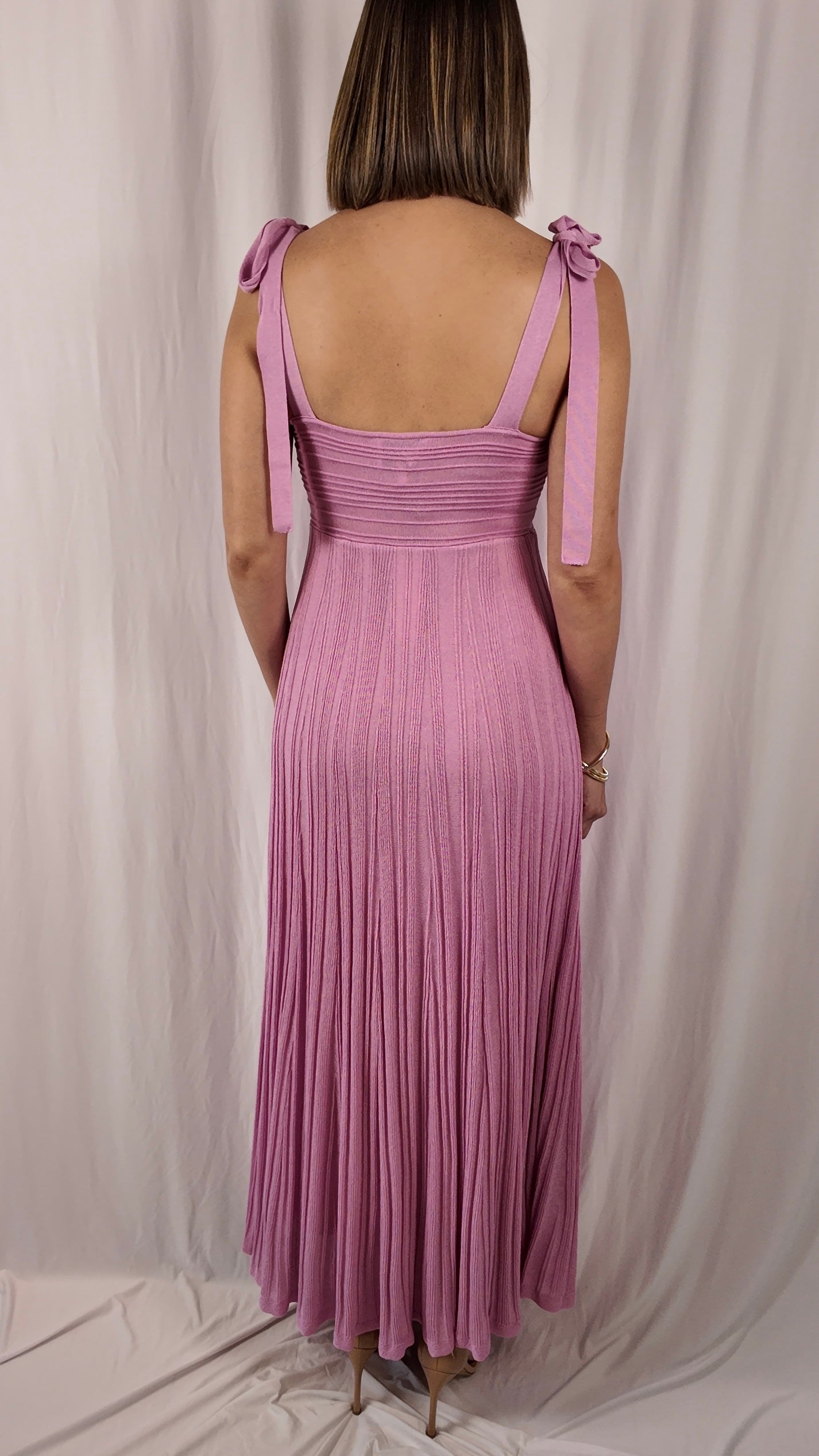 Pleated Knit Midi Dress