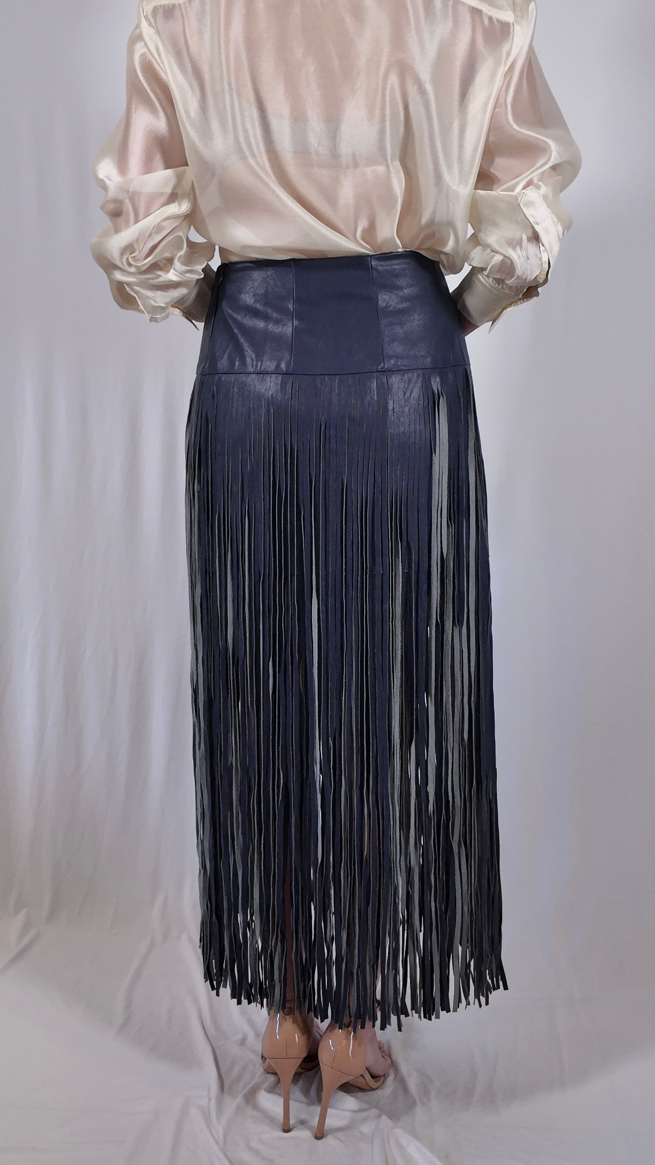 Fringe Faux Leather Skirt