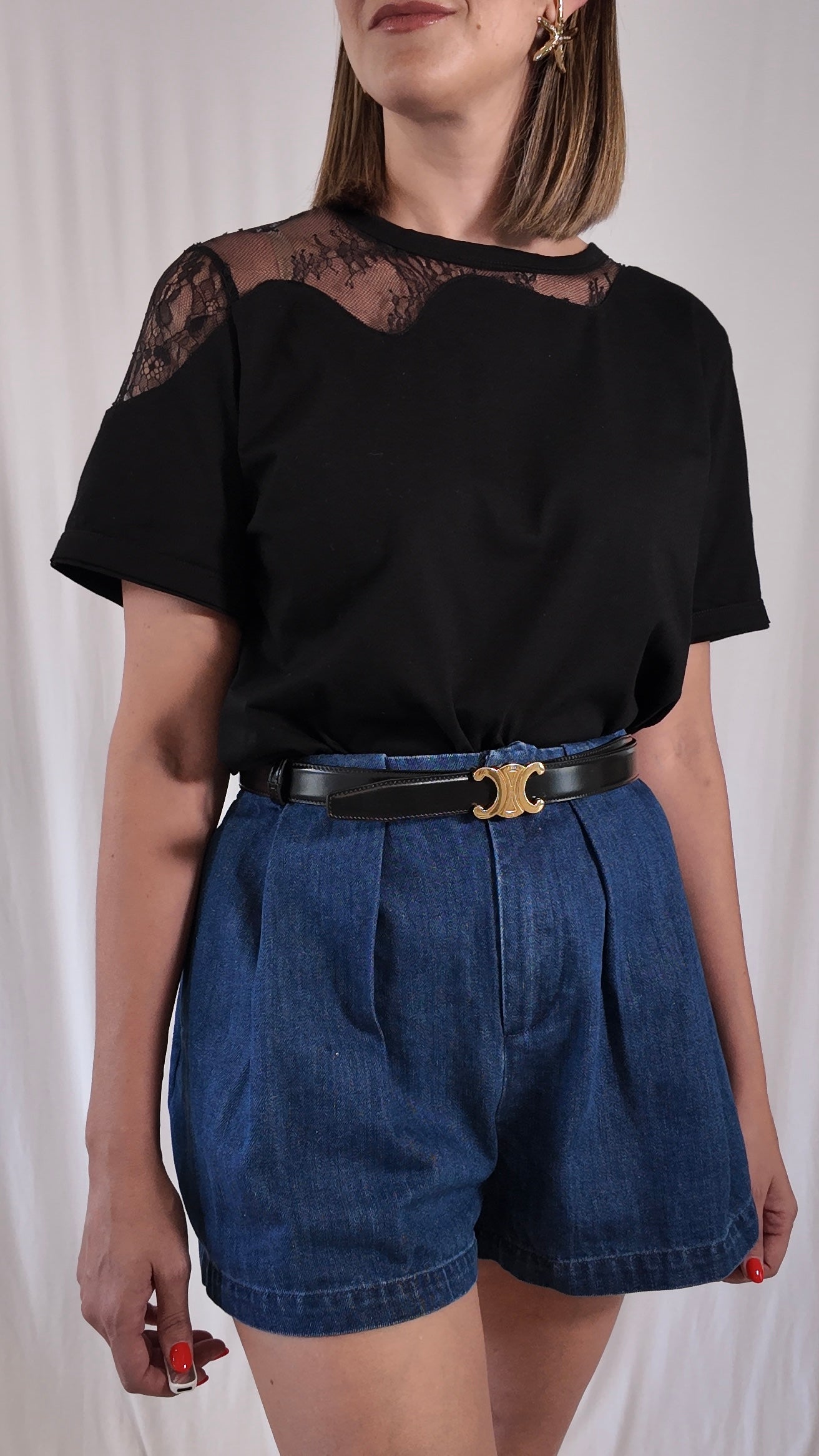 Lace Contrast T-Shirt