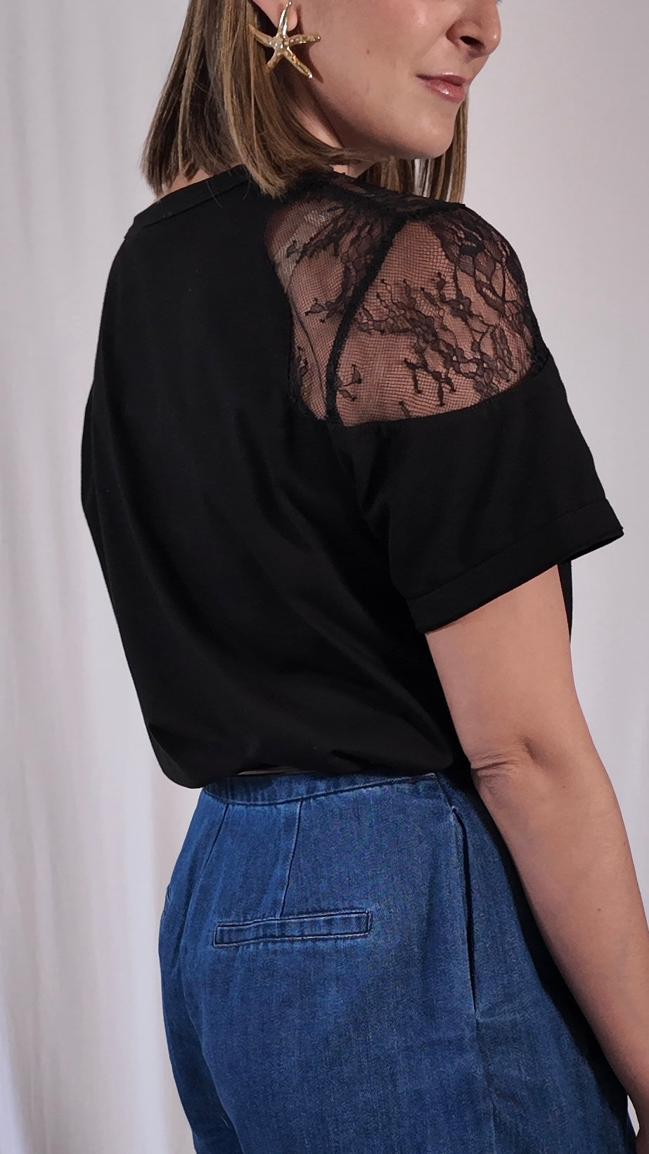Lace Contrast T-Shirt