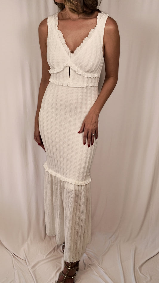 Chevron Ruffled Knit Dress