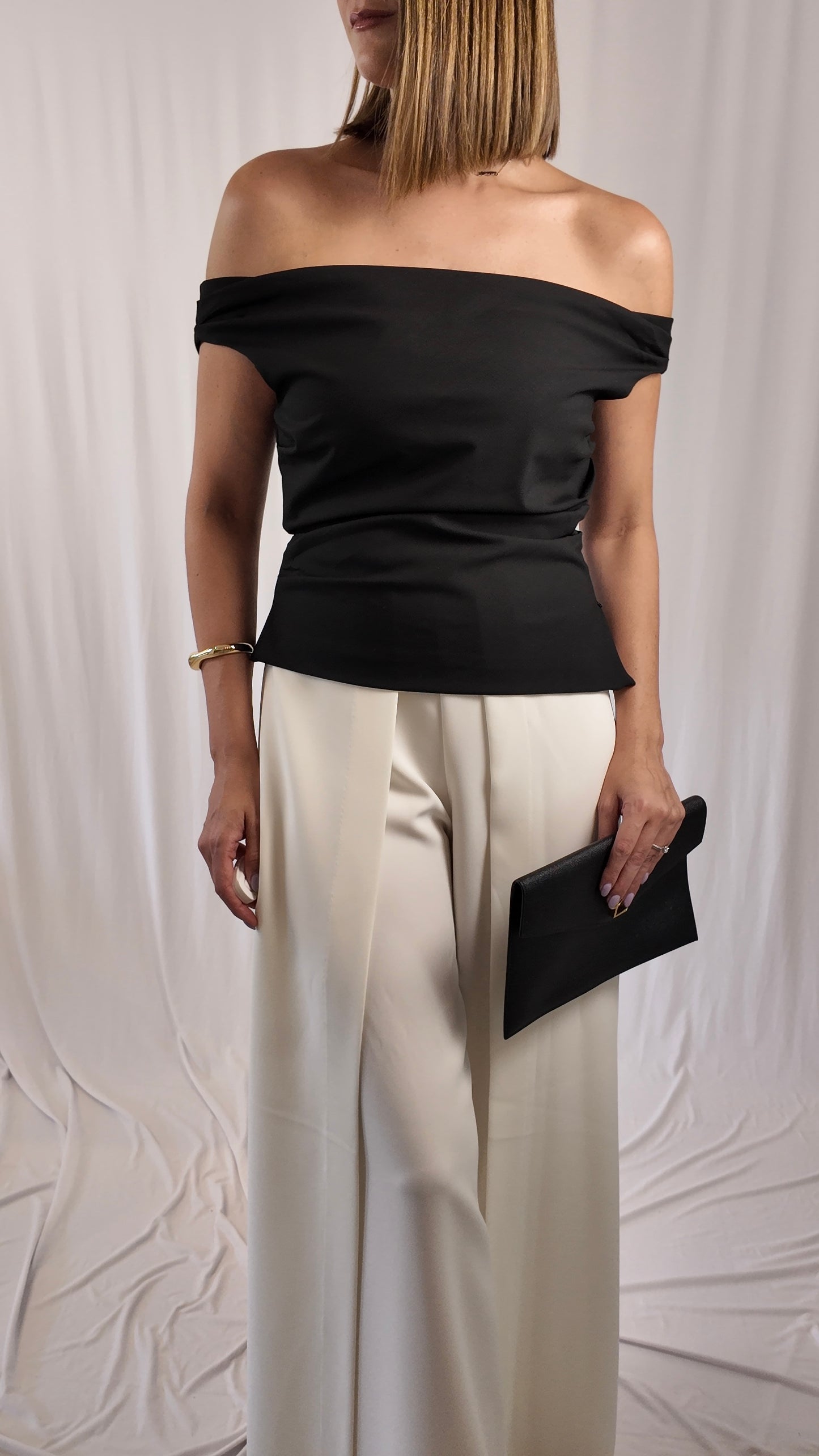 Off Shoulder Pleated Blouse
